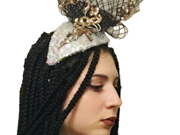 For Sale: Silver/Black Sequin Fascinator 