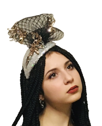 Silver/Black Sequin Fascinator 