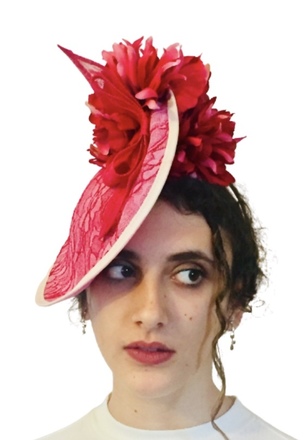 Red Lace Saucer Hat 