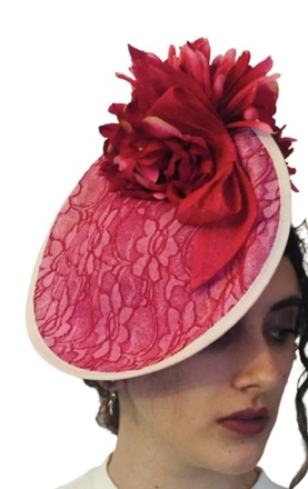 Red Lace Saucer Hat 