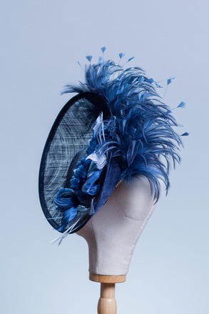 Helen - sweeping blue saucer with silk roses
