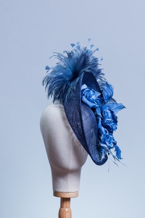 Helen - sweeping blue saucer with silk roses