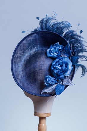 Helen - sweeping blue saucer with silk roses