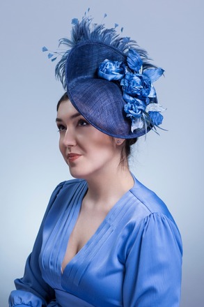 Helen - sweeping blue saucer with silk roses
