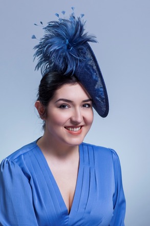 Helen - sweeping blue saucer with silk roses