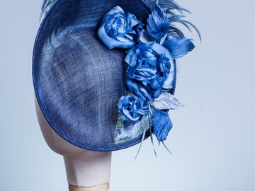 For Sale: Helen - sweeping blue saucer with silk roses