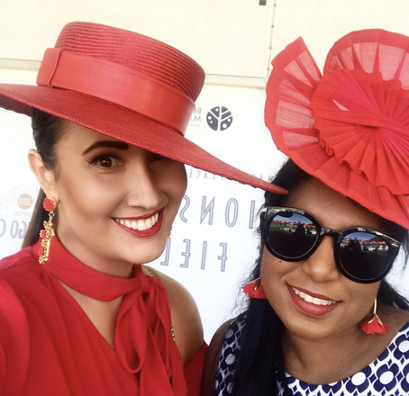 Red large brim boater 
