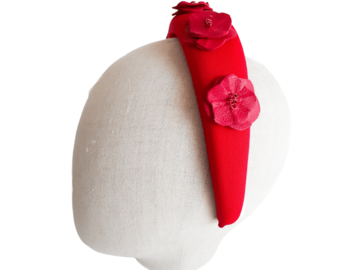 For Sale: Ladies Red Leather Flower Padded Headband
