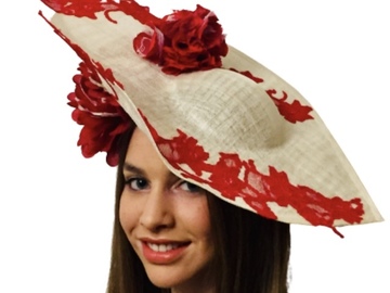 For Sale: Ivory Red Flower Hat 