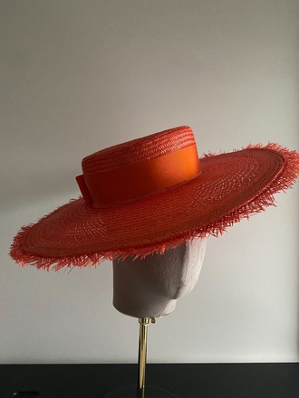 Orange Boater - Millinery Market