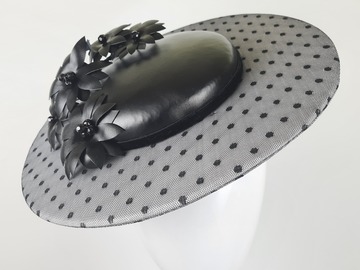 For Sale: Black & White Ladies Wide Brimmed Fascinator Hat - Penny