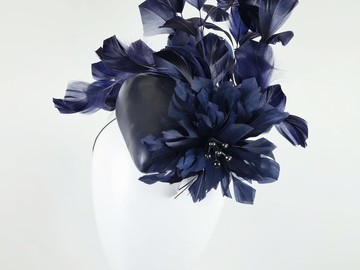 For Sale: Navy Blue Feathered Diamond Hat - Anya