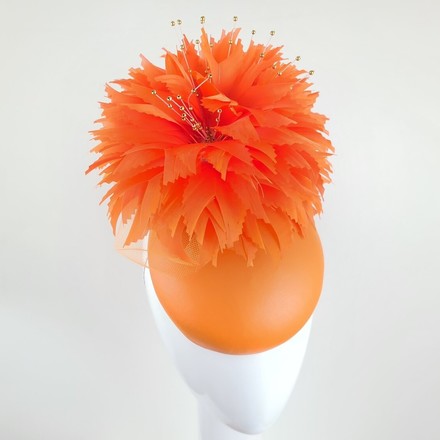 Orange Leather Floral Hat - Zula