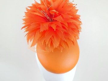 For Sale: Orange Leather Floral Hat - Zula