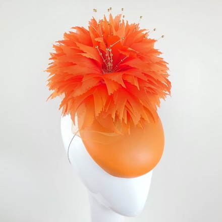 Orange Leather Floral Hat - Zula
