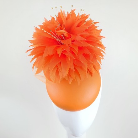 Orange Leather Floral Hat - Zula