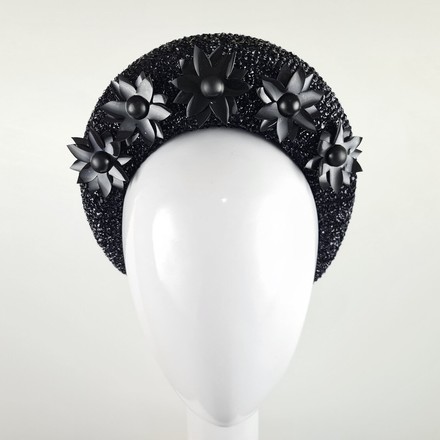 Black Embellished Wide Floral Halo 