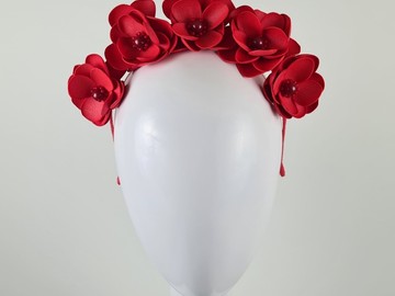 For Sale: Red Floral Headband Fascinator - Marissa