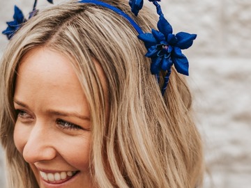 For Sale: Royal Blue Leather Flower Crown