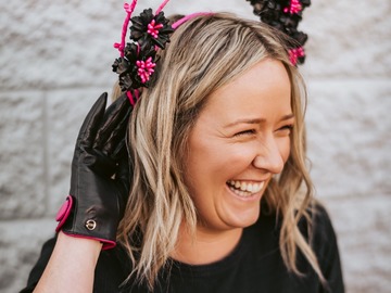 For Sale: Leather Flower Crown - Black and Hot Pink