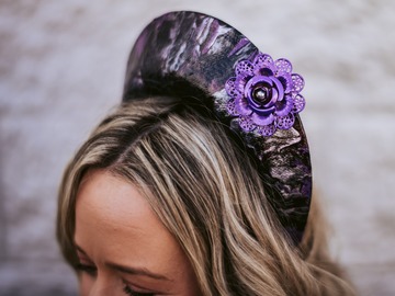 For Sale: Purple and Black Acrylic Pour Halo Crown