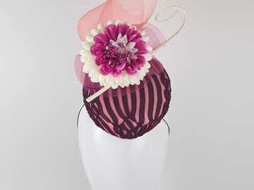 For Sale: Pink & White Textured Floral Mini Hat - Sophie