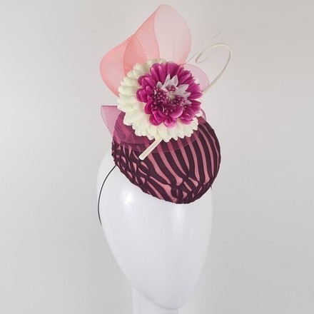 Pink & White Textured Floral Mini Hat - Sophie