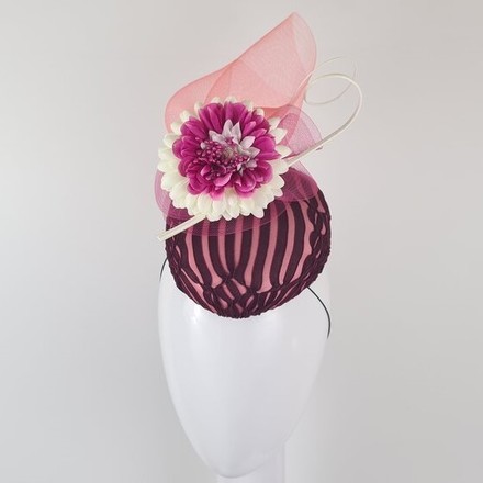 Pink & White Textured Floral Mini Hat - Sophie