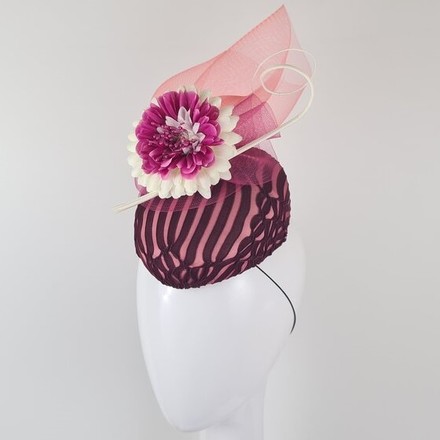 Pink & White Textured Floral Mini Hat - Sophie