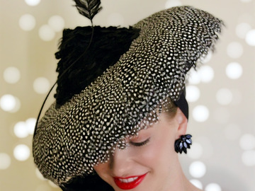 For Sale: Black and White feather hat. Derby Day