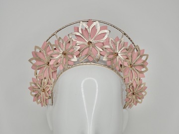 For Sale: Garden Party - Rose gold and pink leather halo