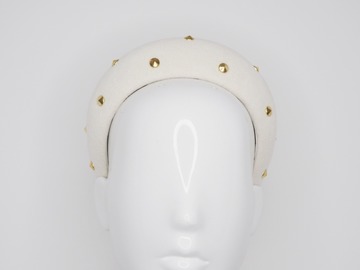 For Sale: Mia - Off white Felt 3D headband with gold studs