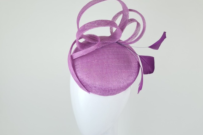 Lilac Purple Straw Fascinator Cocktail Hat - Abril