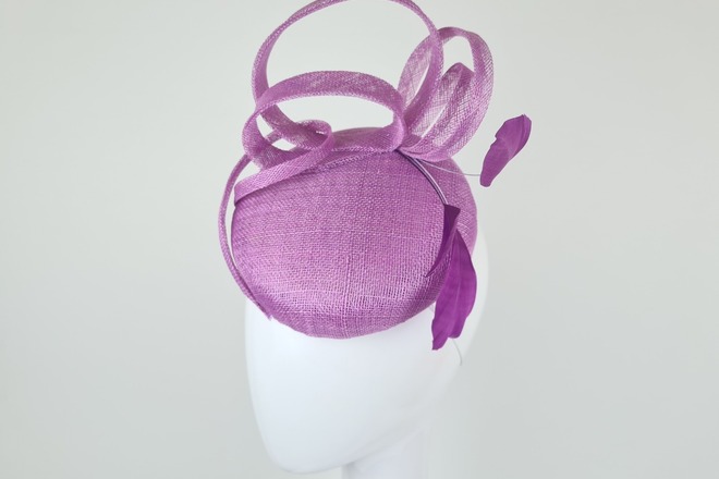 Lilac Purple Straw Fascinator Cocktail Hat - Abril