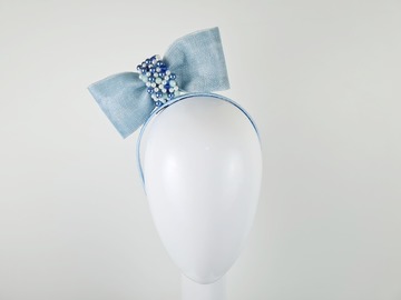For Sale: Baby Blue Embellished Fascinator Bow - Emilia 