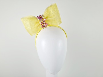 For Sale: Yellow Embellished Fascinator Bow - Emilia