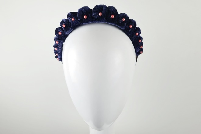 Navy Blue \u0026 Rose Gold Velvet Headband 