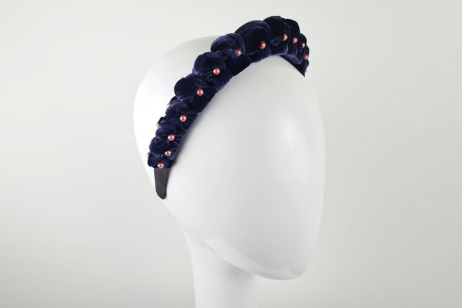 Navy Blue \u0026 Rose Gold Velvet Headband 