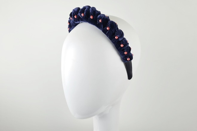 Navy Blue \u0026 Rose Gold Velvet Headband 