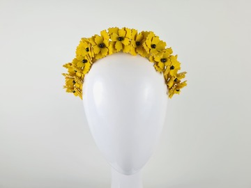 For Sale: Yellow Vegan Leather Floral Crown Headband - Monica