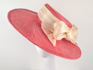 For Sale: Red & Cream Wide Brimmed Hat - Luciana