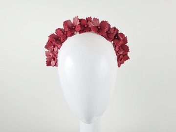 For Sale: Red Leather Floral Crown Headband - Jessica