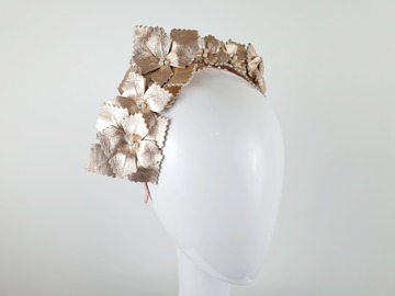 For Sale: Rose Gold Leather Floral Crown Headband - Faith