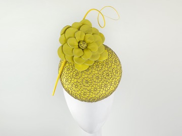For Sale: Yellow Leather Cocktail Hat - Laura