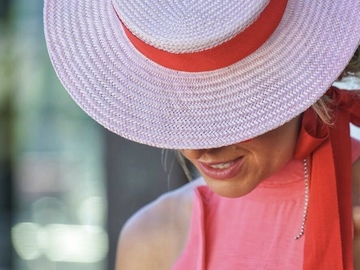 For Rent: Pink and red Millinery Jill boater