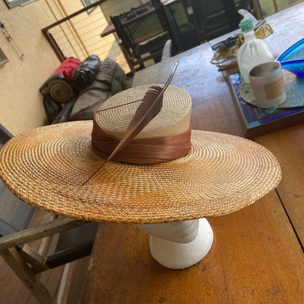 Cream, Orange, Brown boater