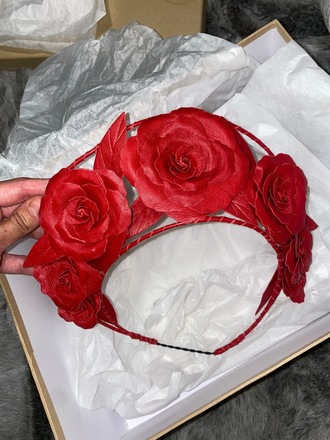 Red Roses Halo Fascinator