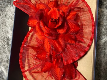 For Rent: Double Red Fan Fascinator