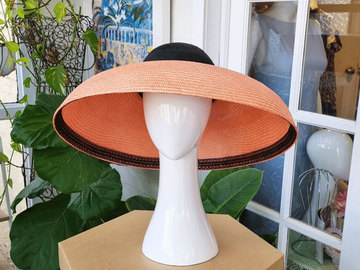 For Sale: Apricot and Black Classic Big Brim Hat