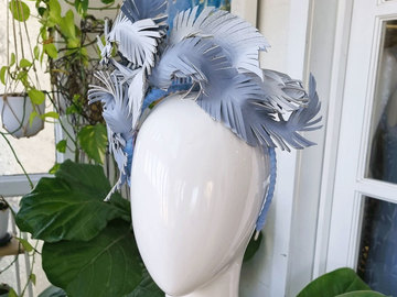 For Sale: Blue Leather Feather Headpiece